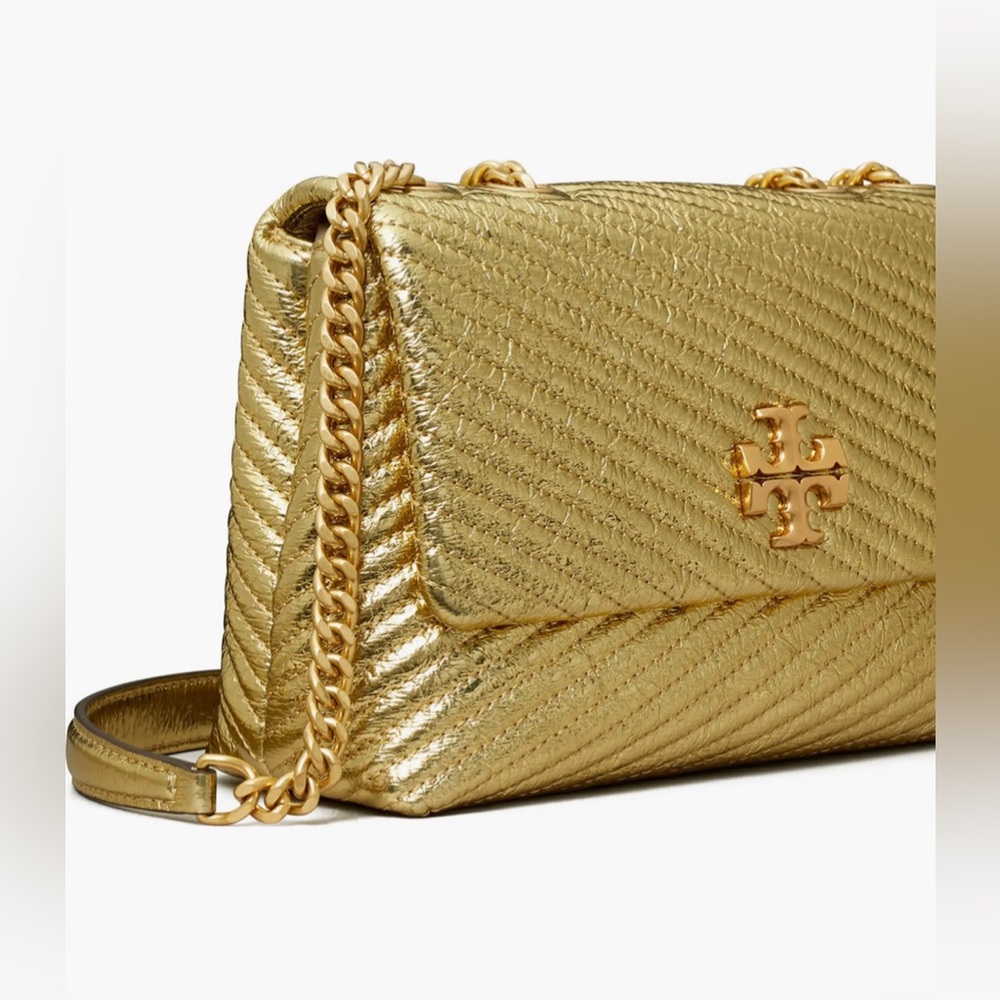*NWT*Tory Burch Small Moto Quilted Metallic Leather Convertible Shoulder Bag - Picture 6 of 8
